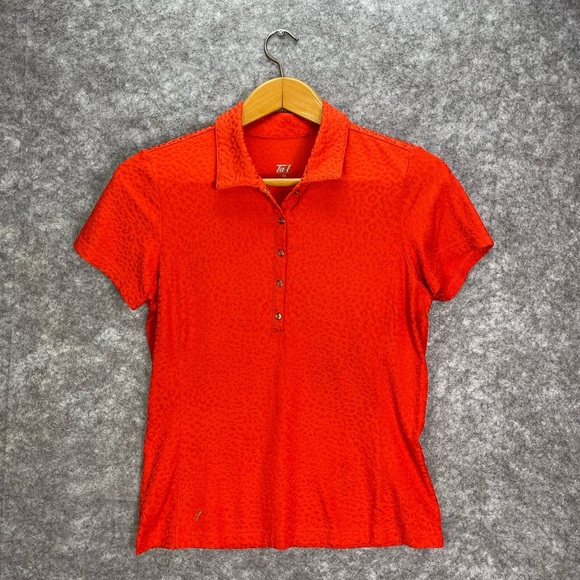 Tail Tops - Tail Women’s Shirt Size Medium Short Sleeve Golf Polo Top Red Nylon Tennis